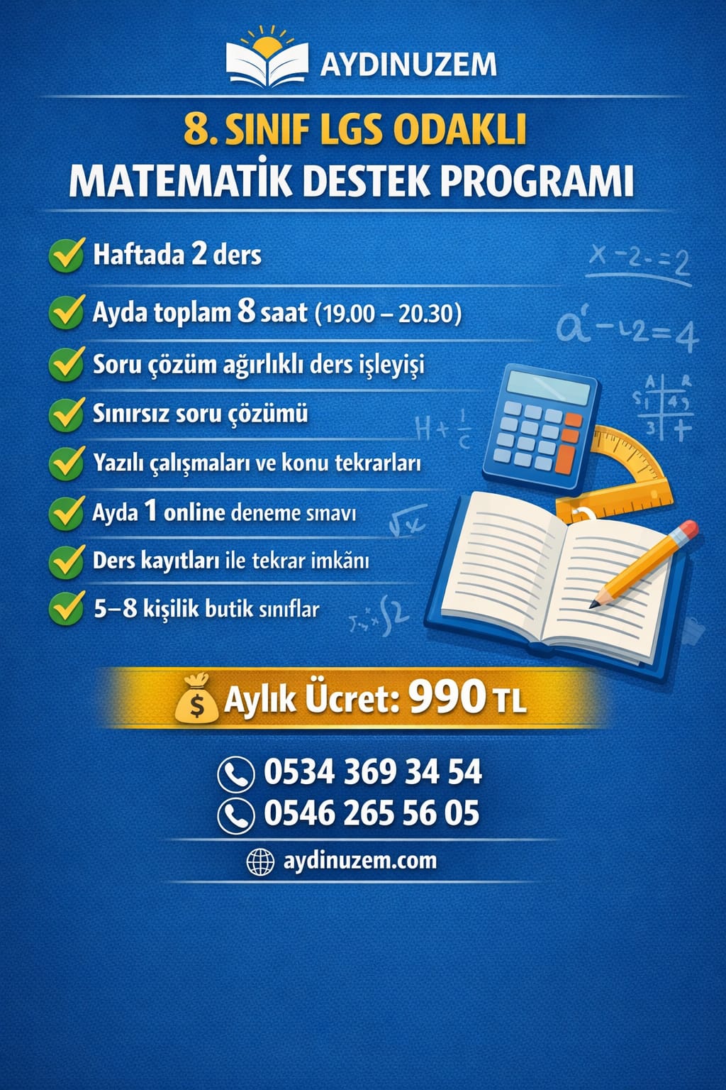 LGS MATEMATİK DESTEK PROGRAMI AYLIK 8 SAAT
